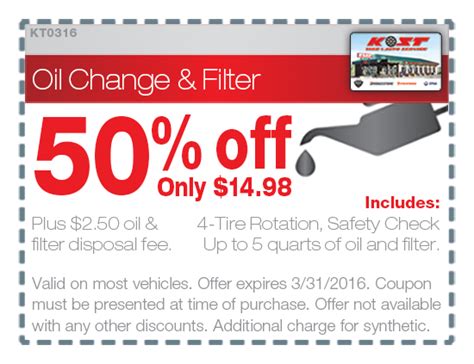 kost tire coupons oil change